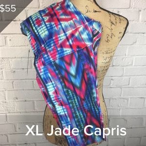 Blue & Pink JADE Capri Workout Exercise Leggings